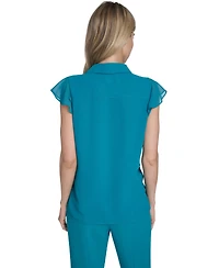 Calvin Klein Petite Short-Sleeve Ruffle Top