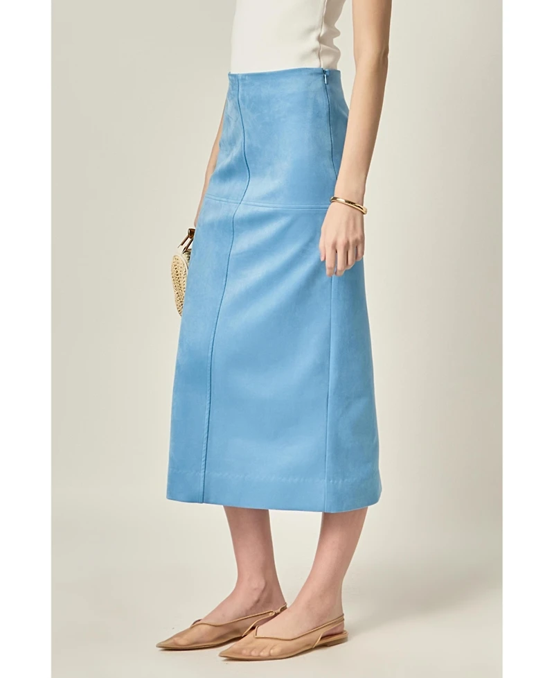 English Factory Women's Suede Midi Skirt