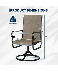 gaomon Patio 360°Swivel Chairs Set of 2，Outdoor Rocking Dining Chairs with All-Weather Textilene Fabric, Deck Rocker Seat with High Back f