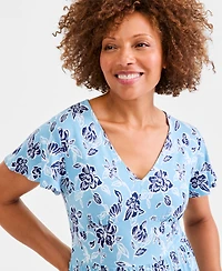 Style & Co Women's Printed V-Neck Tiered Midi Dress, Macy's Exclusive