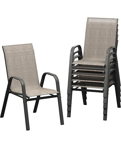 gaomon Patio Chairs Set of 6, Outdoor Stackable Dining Chairs with Textilene Fabric