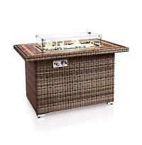 SerenelifeHome Outdoor Propane Fire Pit Table- 50,000 Btu Auto-Ignition Gas Fire Pit w/Glass Wind Guard, Mosaic Tabletop