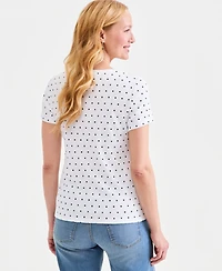Style & Co Women's Printed Short-Sleeve Henley Top, Macy's Exclusive