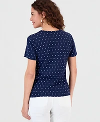 Style & Co Women's Printed Short-Sleeve V-Neck Top, Macy's Exclusive