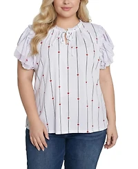 Ny Collection Plus Size Double Flutter Sleeve Blouse