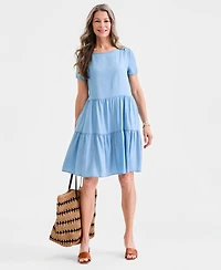 Style & Co Women's Chambray Tiered Dress, Macy's Exclusive