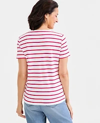 Style & Co Women's Striped Lace-Up Short-Sleeve Top, Macy's Exclusive