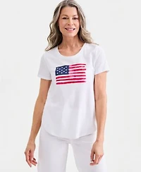 Style Co Womens Americana Graphic Short Sleeve Crewneck T Shirt Macys Exclusive