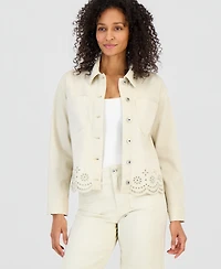 Style & Co Women's Cropped Embroidered Shacket, Macy's Exclusive