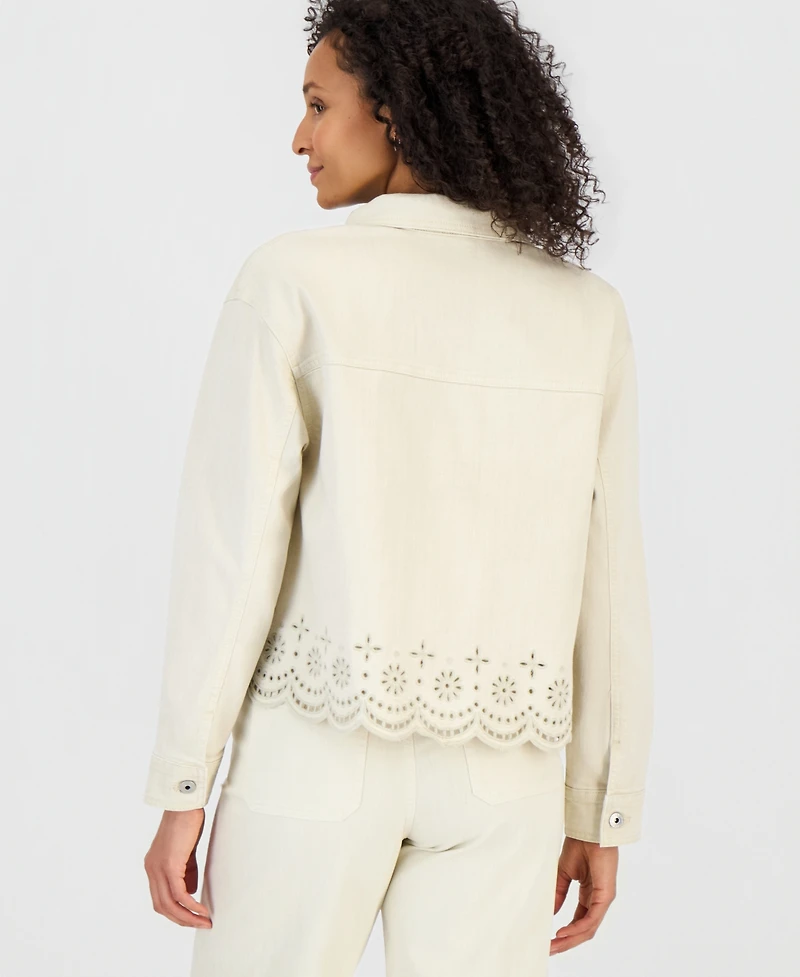 Style & Co Women's Cropped Embroidered Shacket, Macy's Exclusive