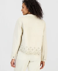 Style & Co Women's Cropped Embroidered Shacket, Macy's Exclusive