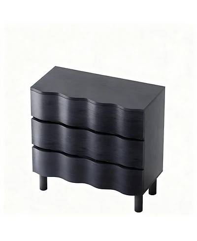 Yigii Modern 3 Drawer Dresser with Wave Design for Bedroom
