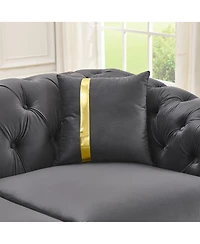 Streamdale Furniture Velvet Chesterfield Couch Set, 84.6" 3 Seater & 62.6" Loveseat Sofa