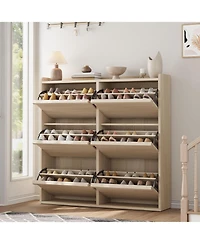 gaomon Wooden Shoe Cabinet with 6 Flip Drawers – Adjustable Shelf Shoe Organizer, Hidden Freestanding Shoe Storage for Entryway, Hallway, Livin