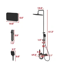Lalahoo 3-Spray Rain Shower Faucet 2.5 Gpm & Handheld Combo Kit, 10.63 in. Rain Head