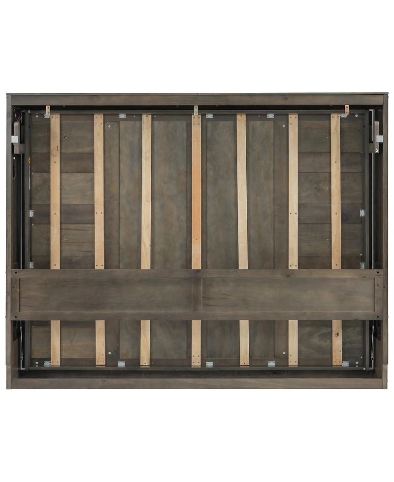 Streamdale Furniture Full Size Murphy Bed with Led Light, Foldable Cabinet