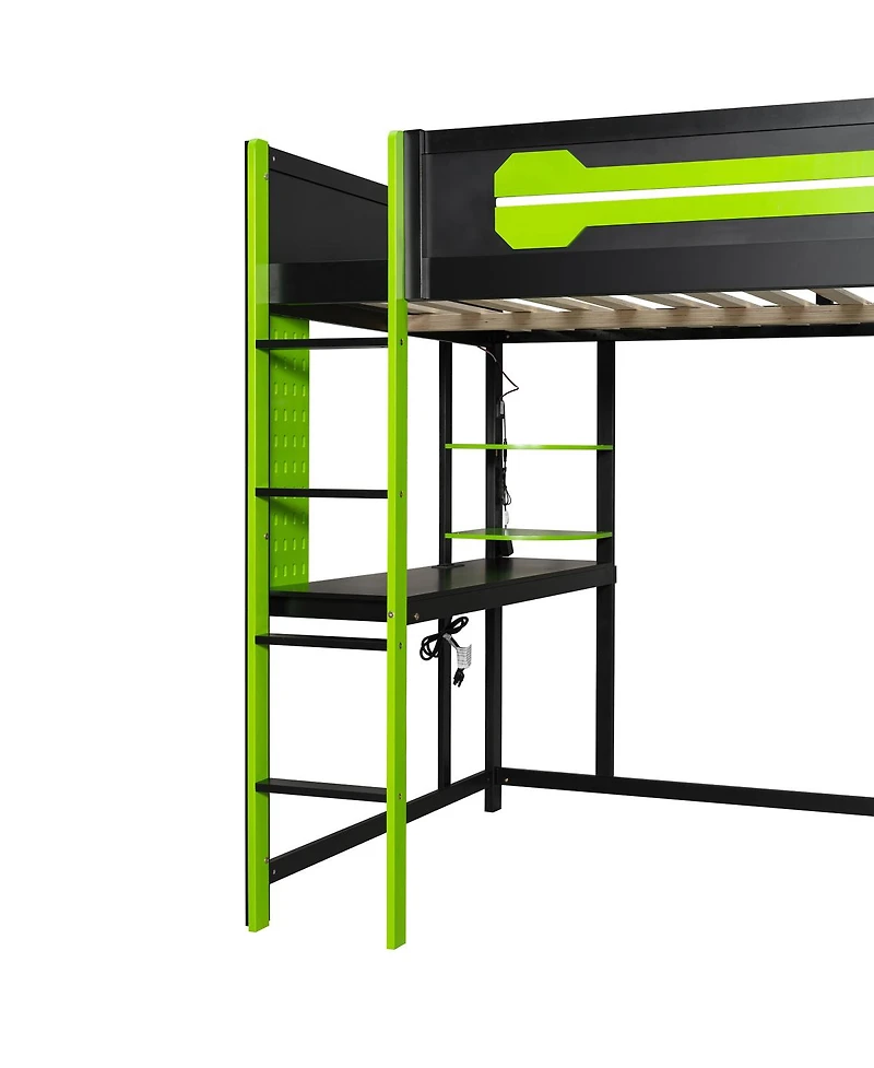 Streamdale Furniture Streamdale Full Size Wood Loft Bed with Desk