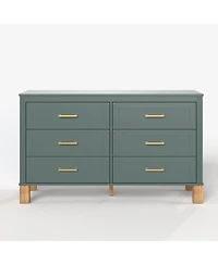 Streamdale Furniture 6-Drawer Double Dresser with Metal Handles & Solid Wood Legs