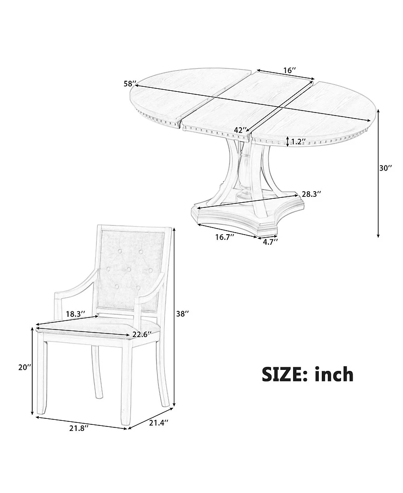 Streamdale Furniture Retro Extendable Round Dining Set with 4 Chairs