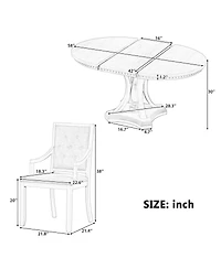 Streamdale Furniture Retro Extendable Round Dining Set with 4 Chairs
