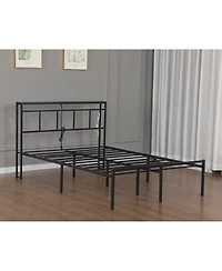 Streamdale Furniture Streamdale 14" Bed Frame w/ Storage Headboard, Usb-c, Led Light