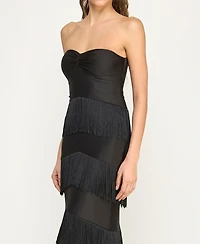 B Darlin Juniors' Strapless Tiered Gown