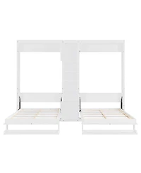 Streamdale Furniture Streamdale Dual Twin Wall Murphy Beds w/ Cabinets & Shelves