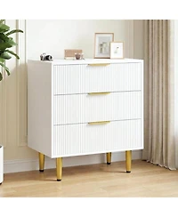 gaomon 3-Drawer Bedroom Dresser, 27.9'' Wood Chest with Fluted Design & Handles, Large-Capacity Organizer, Easy Assembly