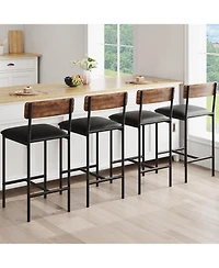 gaomon Bar Stools Set of 4 Kitchen Bar Stools with Footrest Pu Upholstered Counter Height Barstools Bar Chairs with Back for Kitchen Easy Assembly.