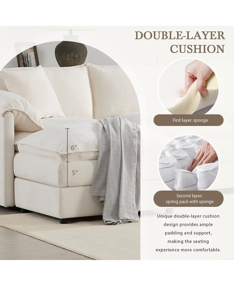 Streamdale Furniture Chenille Modular Sectional Sofa with Deep Wide Seat & Double Cushions