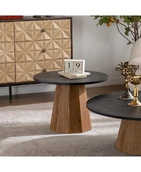 Streamdale Furniture Round Coffee Table - Sturdy Wooden Tea Table for Living Room