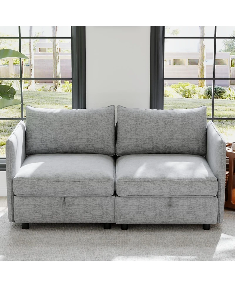 Streamdale Furniture Mid Century Modern Loveseat Sofa Couch with Storage