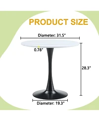Streamdale Furniture Streamdale Round Dining Table, 31.5" Tulip Bistro Table for Kitchen, Living Room