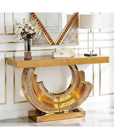 Streamdale Furniture Crushed Diamond Mirrored Console Table