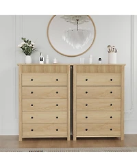 gaomon 5 Drawer Dresser for Bedroom, Wooden Chest of Drawers, Fluted Storage Organizer for Living Room, Hallway, Entryway