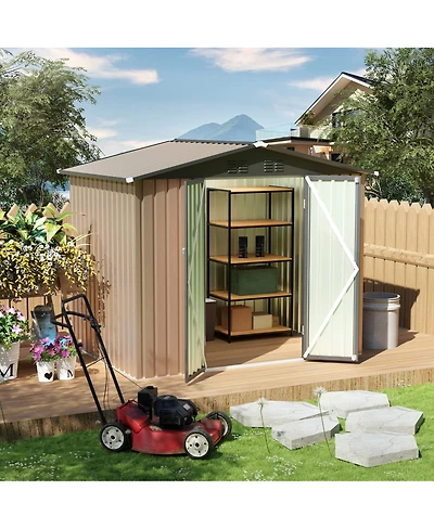 Streamdale Furniture 8FT x 6FT Apex Roof Garden Shed - Galvanized Steel Storage House
