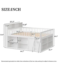 Streamdale Furniture Full Size Loft Bed with Led Headboard and Storage