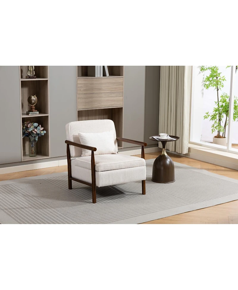 Streamdale Furniture Storage Chair, Wood Frame Mid Century Modern Accent Chair