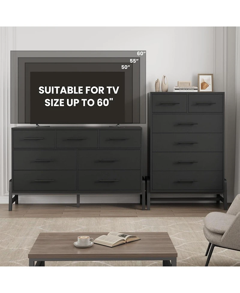 gaomon 6 Dresser for Bedroom, Freestanding 46.6 in Tall Drawer Dresser with Storage, Wooden Closet Storage Chest for Living Room, Bedroom, Entryway