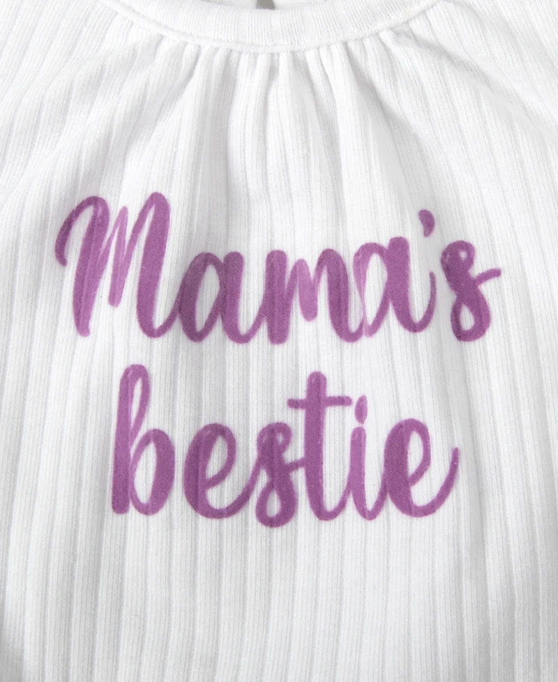 Baby Essentials Girls' Mamas Bestie Lettering Bodysuit, Leggings, Socks and Headband, 4-Piece Set