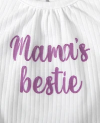 Baby Essentials Girls' Mamas Bestie Lettering Bodysuit, Leggings, Socks and Headband, 4-Piece Set