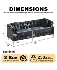 Streamdale Furniture Streamdale Velvet Chesterfield Sofa with Pillows & Studs