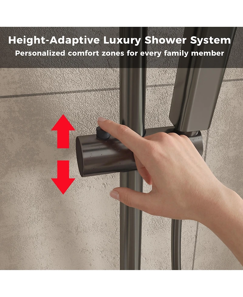 Lalahoo Adjustable Height 4-In-1 Shower System With Led Temperature Display
