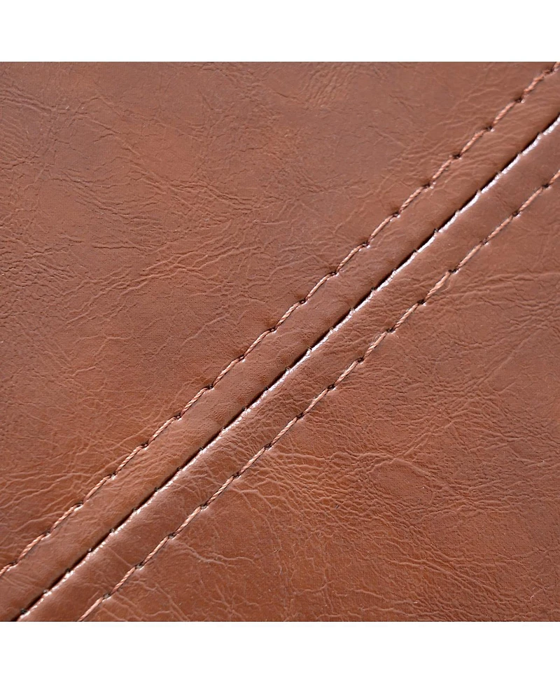 Streamdale Furniture Pu Storage Ottoman with Rubber Wood Legs, 30.25" Square Tufted