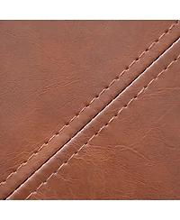 Streamdale Furniture Pu Storage Ottoman with Rubber Wood Legs, 30.25" Square Tufted