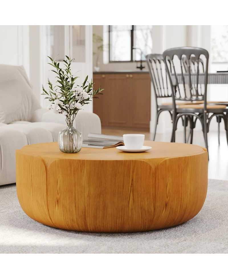 Streamdale Furniture 35.63" Round Wood Grain Outdoor/Indoor Coffee Table