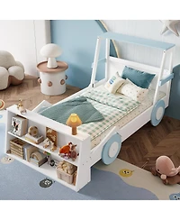 Streamdale Furniture Twin Size Car Bed with Storage Shelves, Cute Car-Shape