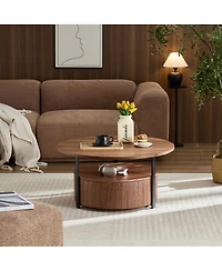 Streamdale Furniture Wood Coffee Table Round, Rustic Charm For Living Room Decor