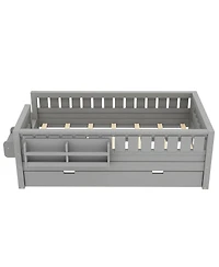 Streamdale Furniture Twin Bed with Bookshelves, Staircase, Trundle.