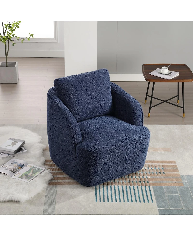 Streamdale Furniture 30.3"W Boucle Swivel Accent Barrel Chair & Round Sofa Chair